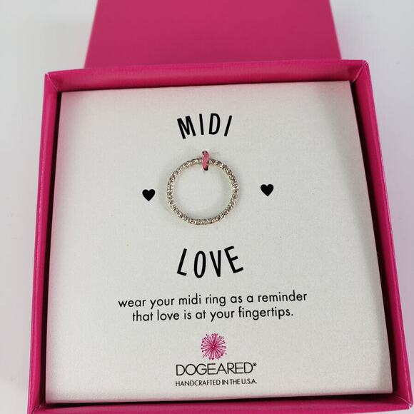 Dogeared Womens Midi Love Sparkle Ring Sterling Silver sz 4 - Boxed - Picture 1 of 4